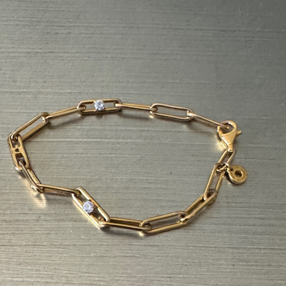 Pandora Elegant Gold Link Bracelet with Zirconia